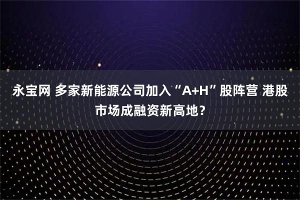 永宝网 多家新能源公司加入“A+H”股阵营 港股市场成融资新高地？